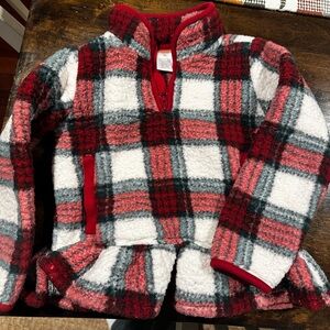 Gymboree Christmas plaid fleece pullover 3t
